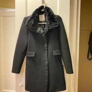 Zara winter wool coat with fur collar